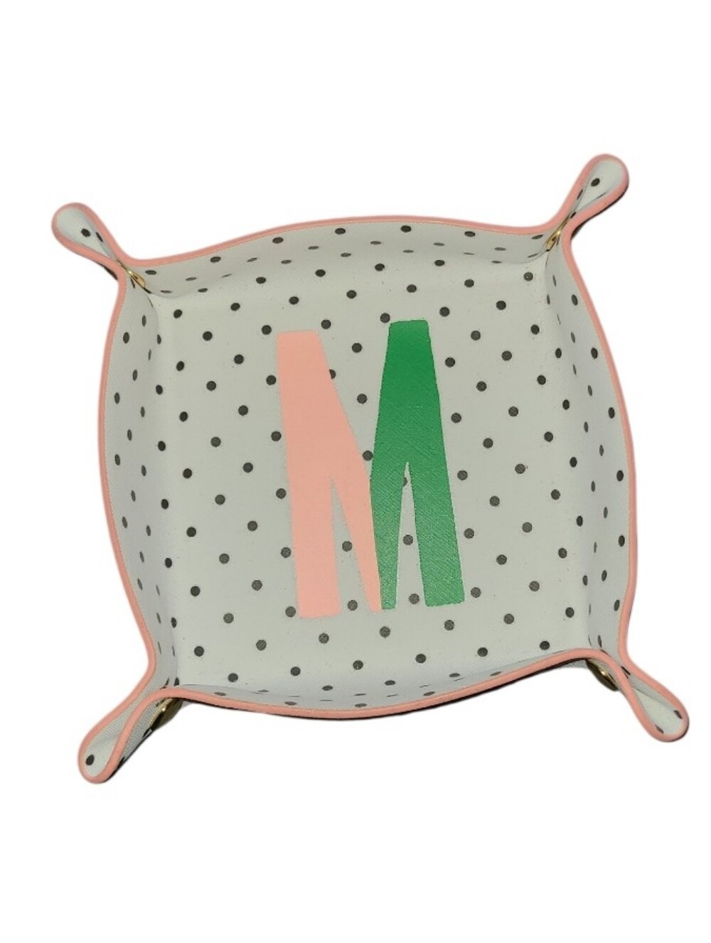 Kate Spade Pink and Green Leatherette Tray with Letter M NWOT